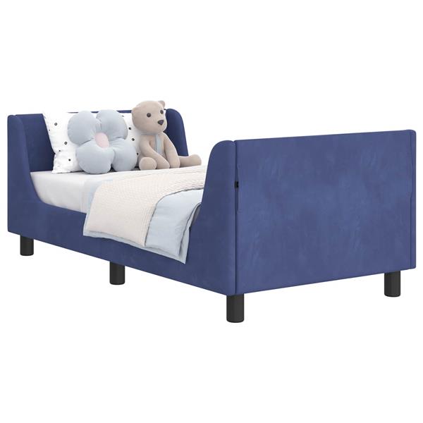 Grote foto vidaxl bedframe voor kinderen met hoofdbord politieblauw 80 x 160 cm antiek en kunst stoelen en banken