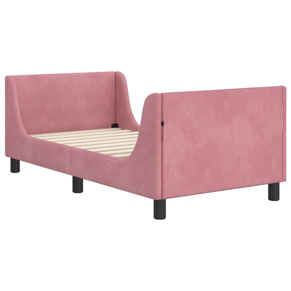 Grote foto vidaxl bedframe voor kinderen met hoofdbord roze 80 x 160 cm fluweel antiek en kunst stoelen en banken