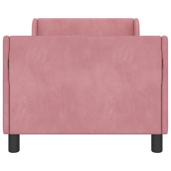 Grote foto vidaxl bedframe voor kinderen met hoofdbord roze 80 x 160 cm fluweel antiek en kunst stoelen en banken
