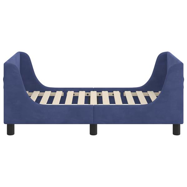 Grote foto vidaxl peuterbedframe met hoofdbord politieblauw 70 x 140 cm fluweel antiek en kunst stoelen en banken