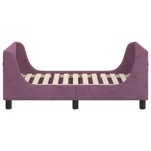 Grote foto vidaxl peuterbedframe met hoofdbord paars 70 x 140 cm fluweel antiek en kunst stoelen en banken