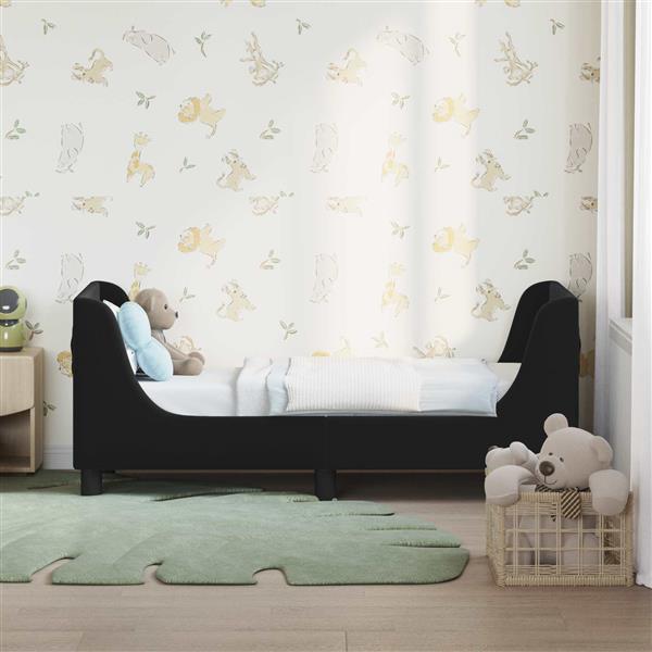 Grote foto vidaxl peuterbedframe met hoofdbord zwart 70 x 140 cm fluweel antiek en kunst stoelen en banken