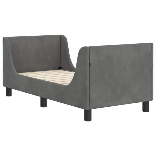 Grote foto vidaxl peuterbedframe met hoofdbord donkergrijs 70 x 140 cm fluweel antiek en kunst stoelen en banken