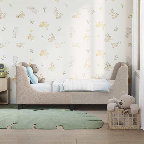 Grote foto vidaxl peuterbedframe met hoofdbord lichtgrijs 70 x 140 cm schapenstof antiek en kunst stoelen en banken