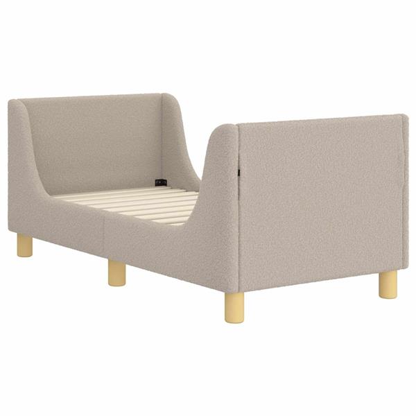 Grote foto vidaxl peuterbedframe met hoofdbord lichtgrijs 70 x 140 cm schapenstof antiek en kunst stoelen en banken