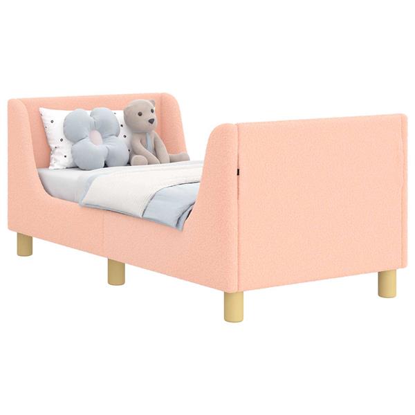 Grote foto vidaxl peuterbedframe met hoofdbord roze 70 x 140 cm schapenstof antiek en kunst stoelen en banken