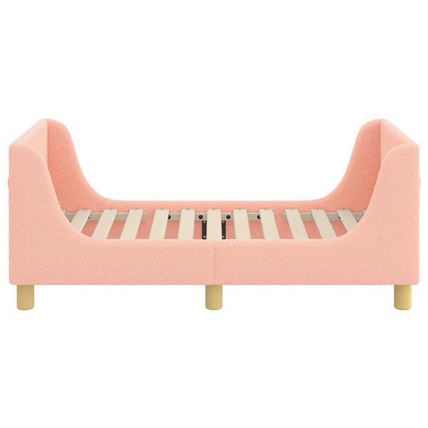 Grote foto vidaxl peuterbedframe met hoofdbord roze 70 x 140 cm schapenstof antiek en kunst stoelen en banken