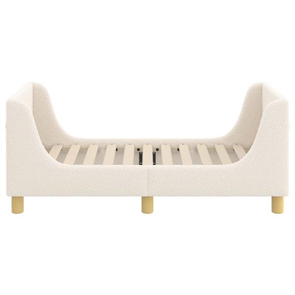 Grote foto vidaxl peuterbedframe met hoofdbord cr me 70 x 140 cm schapenstof antiek en kunst stoelen en banken