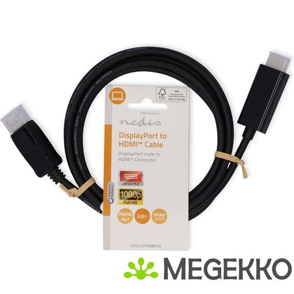 Grote foto nedis displayport kabel male hdmi connector 1080p 2 m computers en software overige computers en software