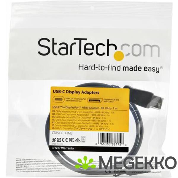 Grote foto startech.com cdp2dp141mb video kabel adapter 1 m displayport usb c zwart computers en software overige computers en software