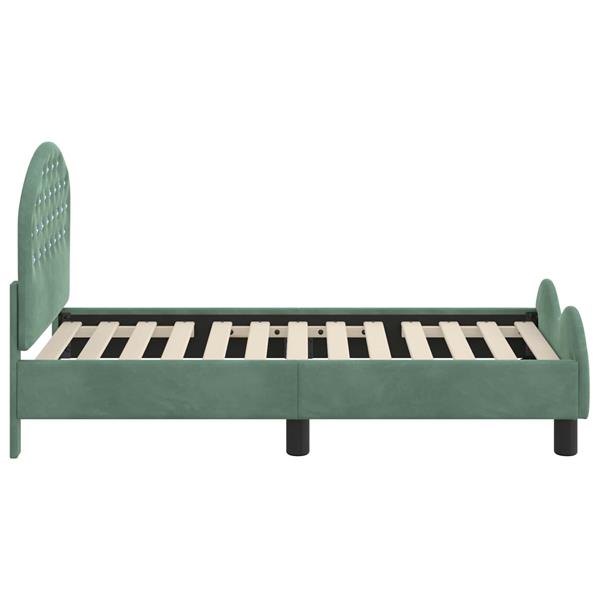 Grote foto vidaxl peuterbedframe met hoofdbord zeegroen 70 x 140 cm fluweel antiek en kunst stoelen en banken