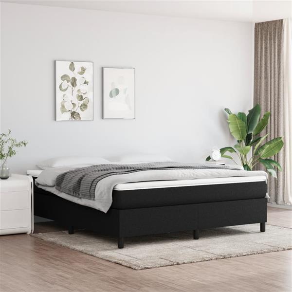 Grote foto vidaxl boxspring bed stof zwart 160x200 cm antiek en kunst stoelen en banken