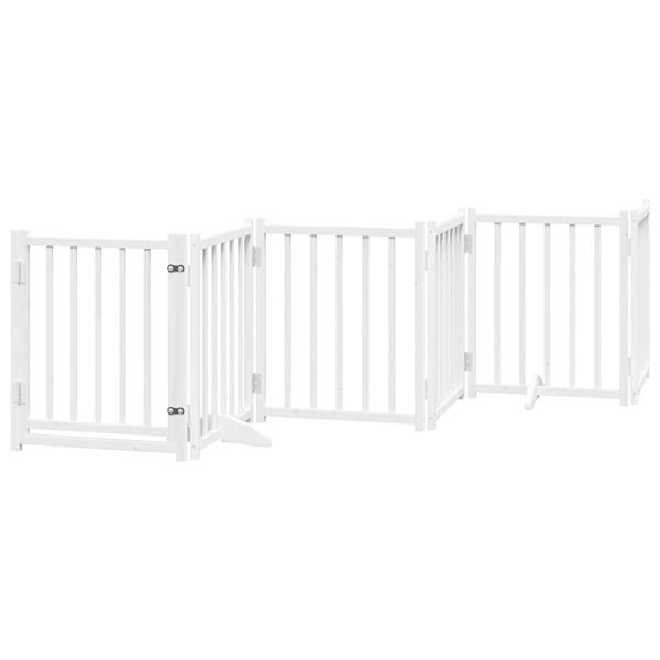 Grote foto vidaxl hondenhek inklapbaar 6 panelen 300 cm massief vurenhout wit dieren en toebehoren hondenhokken en kooien