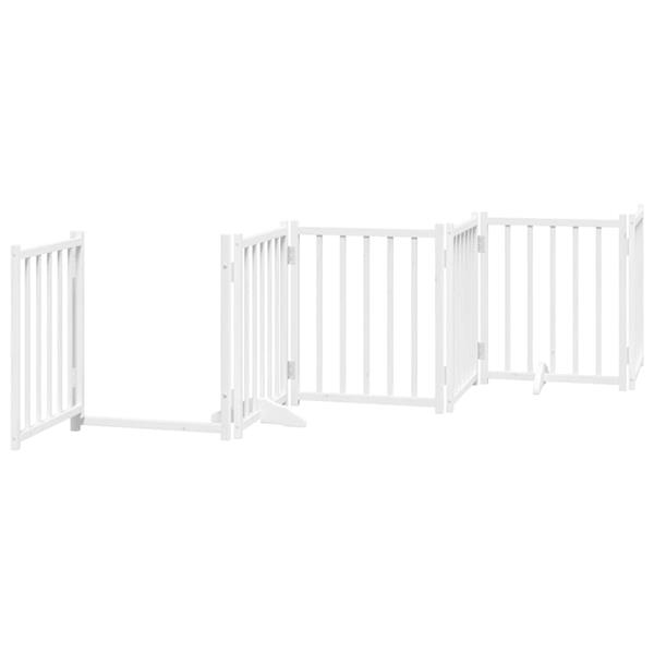 Grote foto vidaxl hondenhek inklapbaar 6 panelen 300 cm massief vurenhout wit dieren en toebehoren hondenhokken en kooien