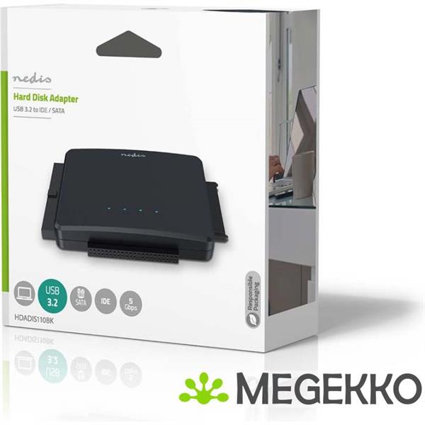 Grote foto nedis hardeschijfadapter usb 3.2 gen1 2.5 3.5 ide sata netvoeding computers en software overige computers en software