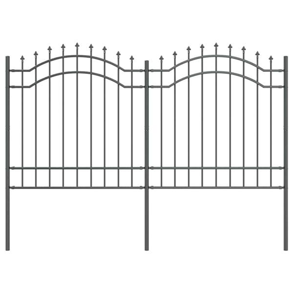 Grote foto vidaxl tuin hek grijs 165 cm poedergecoat staal tuin en terras hekken en schuttingen