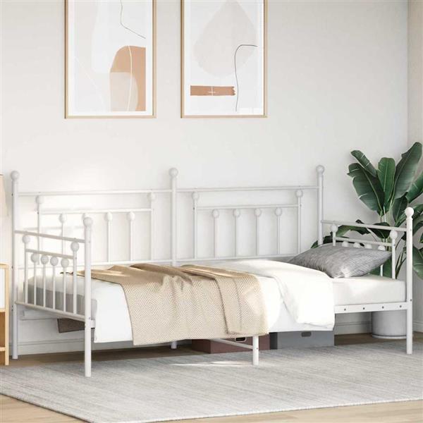 Grote foto vidaxl bedframe voor een daybed met hoofdeinde wit 100 x 190 cm staal antiek en kunst stoelen en banken