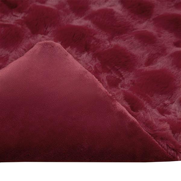 Grote foto vidaxl neppels konijnenbont deken bordeaux rood 150 x 220 cm polyester huis en inrichting bedden