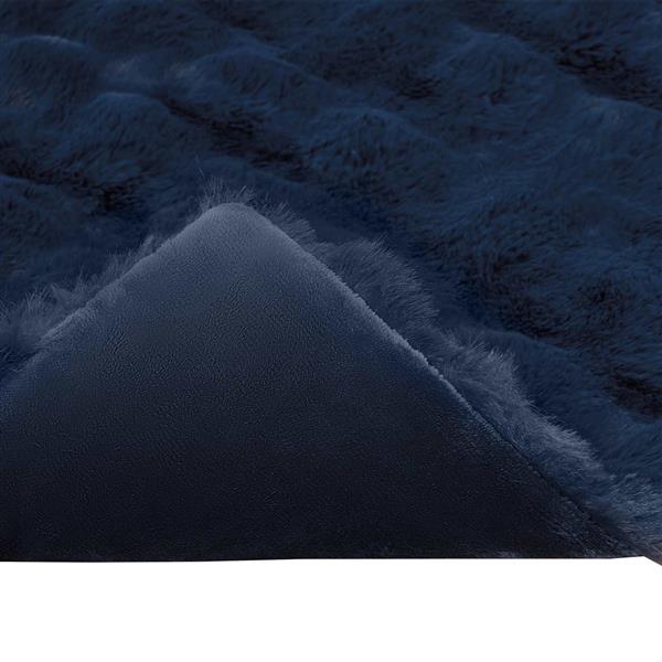 Grote foto vidaxl neppels konijnenbont deken marineblauw 150 x 220 cm polyester huis en inrichting bedden