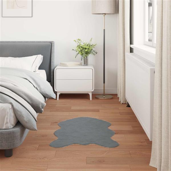 Grote foto vidaxl nep konijnenbont tapijt olite antraciet 80 x 120 cm polyester huis en inrichting vloerbedekking en kleden