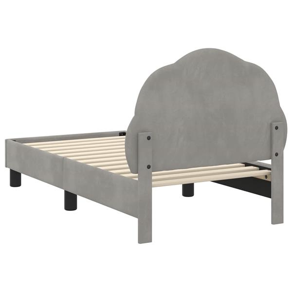 Grote foto vidaxl peuterbedframe met hoofdbord lichtgrijs 70 x 140 cm fluweel antiek en kunst stoelen en banken