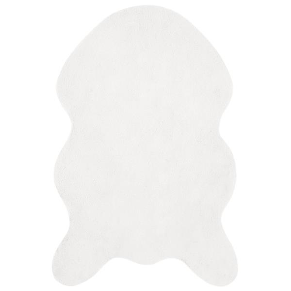 Grote foto vidaxl nep konijnenbont tapijt olite wit 60 x 90 cm polyester huis en inrichting vloerbedekking en kleden