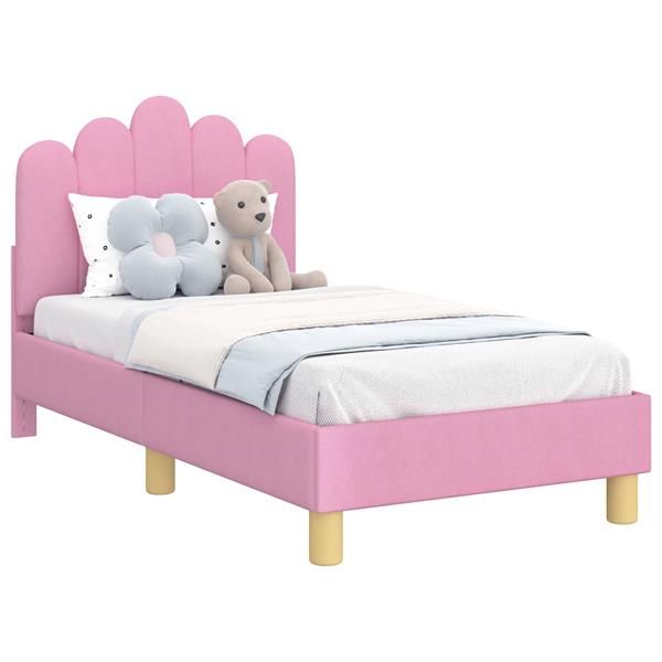 Grote foto vidaxl peuterbedframe met hoofdbord roze 70 x 140 cm stof antiek en kunst stoelen en banken
