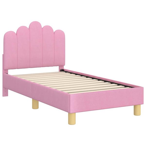 Grote foto vidaxl peuterbedframe met hoofdbord roze 70 x 140 cm stof antiek en kunst stoelen en banken