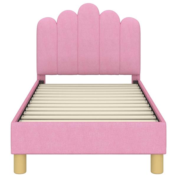 Grote foto vidaxl peuterbedframe met hoofdbord roze 70 x 140 cm stof antiek en kunst stoelen en banken