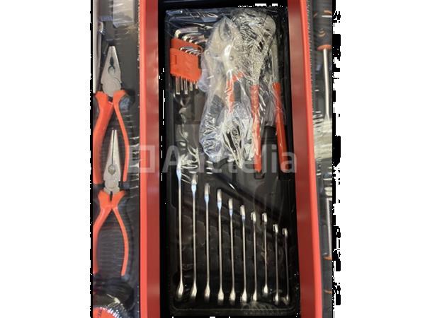 Grote foto gereedschapskist met 85 stuks gereedschap doe het zelf en verbouw onderdelen en accessoires