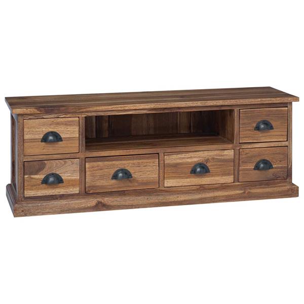 Grote foto vidaxl tv standaard met lade bruin 110 x 30 x 40 cm massief teakhout huis en inrichting overige