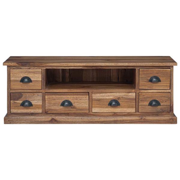 Grote foto vidaxl tv standaard met lade bruin 110 x 30 x 40 cm massief teakhout huis en inrichting overige