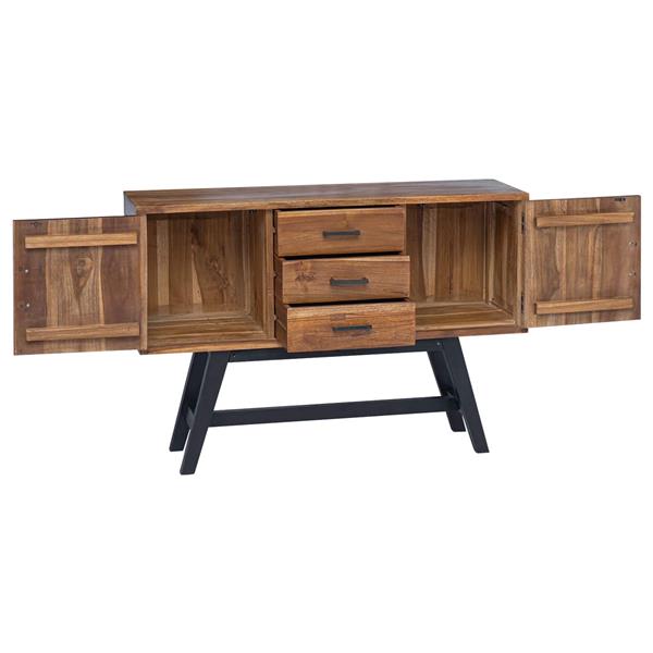 Grote foto vidaxl tv standaard met lade bruin 110 x 30 x 75 cm massief teakhout huis en inrichting overige