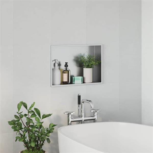 Grote foto vidaxl douche niche zilver 45 x 30 x 9.5 cm roestvrij staal huis en inrichting complete badkamers