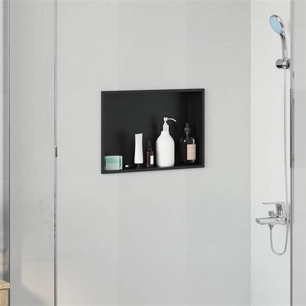 Grote foto vidaxl douche niche zwart 45 x 30 x 9 5 cm roestvrij staal huis en inrichting complete badkamers