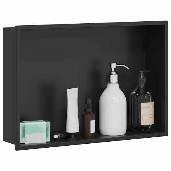 Grote foto vidaxl douche niche zwart 45 x 30 x 9 5 cm roestvrij staal huis en inrichting complete badkamers