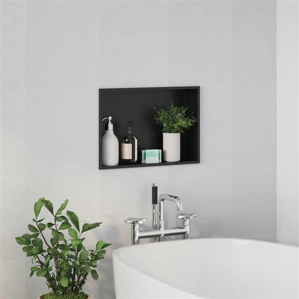 Grote foto vidaxl douche niche zwart 45 x 30 x 9 5 cm roestvrij staal huis en inrichting complete badkamers