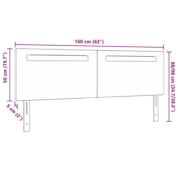Grote foto vidaxl led hoofdbord zwart 160 cm nep leer antiek en kunst stoelen en banken