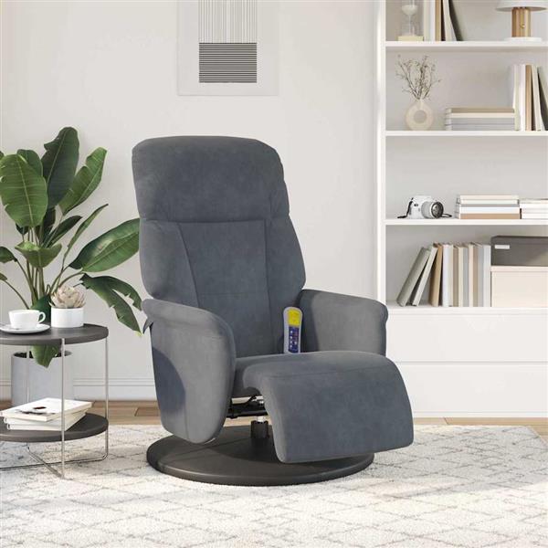 Grote foto vidaxl massage recliner stoel donkergrijs 91 x 71 x 105.5 cm fluweel huis en inrichting stoelen