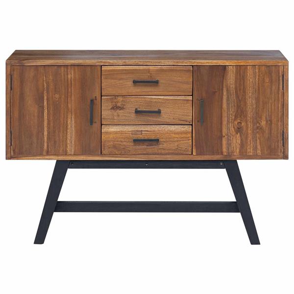 Grote foto vidaxl tv standaard met lade bruin 110 x 30 x 75 cm massief teakhout huis en inrichting overige