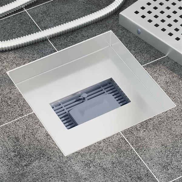 Grote foto vidaxl 2 in 1 doucheafvoer zilver 20 x 20 cm roestvrij staal 304 doe het zelf en verbouw sanitair