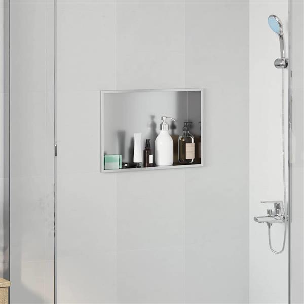 Grote foto vidaxl douche niche zilver 45 x 30 x 9.5 cm roestvrij staal huis en inrichting complete badkamers