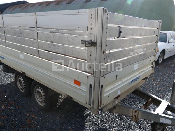 Grote foto dubbelassige dieplader met meyer zijwanden en verlengstukken agrarisch aanhangwagens