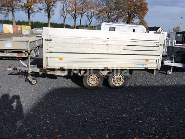 Grote foto dubbelassige dieplader met meyer zijwanden en verlengstukken agrarisch aanhangwagens