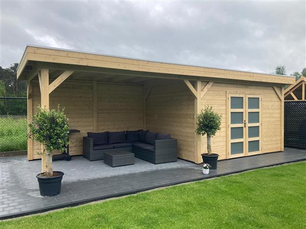 Grote foto vuren topvision bosuil 300 x 300 en luifel 400 cm tuin en terras tuinhuisjes en blokhutten