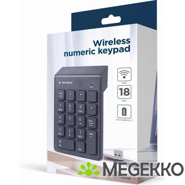 Grote foto gembird kpd w 02 numeriek toetsenbord notebook pc zwart computers en software toetsenborden