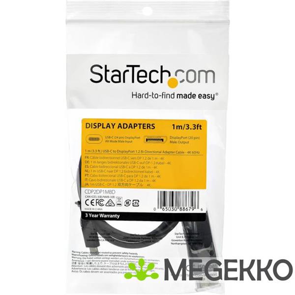 Grote foto startech.com usb c naar displayport 1.2 kabel bidirectioneel 1 m computers en software overige computers en software
