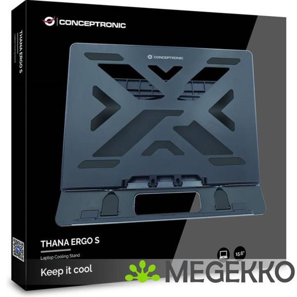 Grote foto conceptronic ergo laptop cooling stand 39 6 cm 15.6 notebookstandaard zwart computers en software overige computers en software