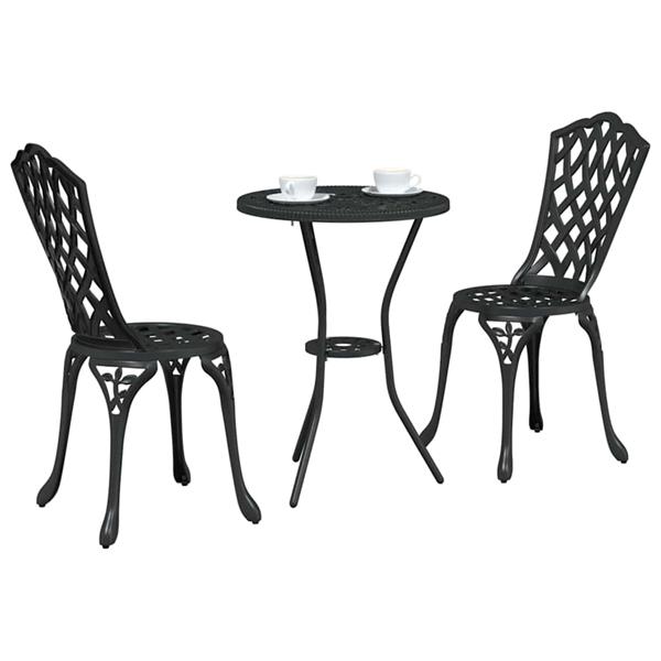 Grote foto vidaxl tuin bistro set 3 pcs zwart aluminium tuin en terras tuinmeubelen