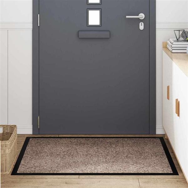 Grote foto vidaxl deurmat beige 60 x 40 x 1.2 cm teddy stof tuin en terras overige tuin en terras